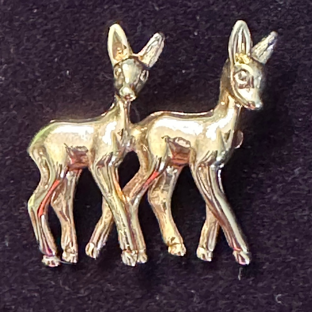 Vintage Napier Twin Deer Gold-Tone Pin View 2
